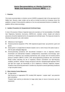 Interim Recommendations on Infection Control for Middle East Respiratory Syndrome (MERS) (ver. 5)