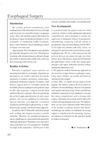 Esophageal Surgery Introduction We usually perform transthoracic total esophagectomy with mediastinal and cervical lymph node dissection for resectable primary esophageal cancer. This is the standard surgical interventio