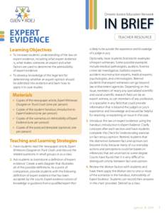 Ontario Justice Education Network  Expert Evidence Learning Objectives