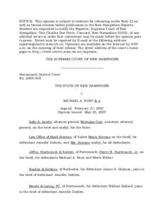 [removed], THE STATE OF NEW HAMPSHIRE v. MICHAEL A. HUNT & a.