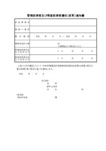 管理技術者及び照査技術者選任（変更）通知書 委 託 業 務 名 業 務 の 場 所  履