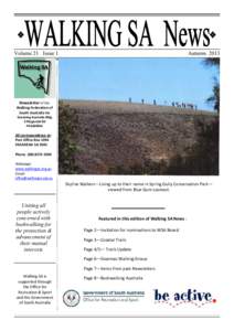 Volume 21 Issue 1  Autumn 2013 Newsletter of the Walking Federation of