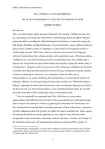 Parkin, Relatedness as transcendence 	
   RELATEDNESS AS TRANSCENDENCE: ON THE RENEWED DEBATE OVER THE MEANING OF KINSHIP ROBERT PARKIN