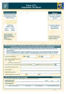 Form CT1  Corporation Tax Return Notes  REFERENCE NUMBER