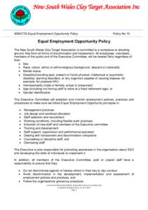 New South Wales Clay Target Association Inc  NSWCTA Equal Employment Opportunity Policy Policy No 10