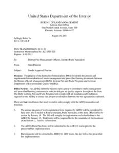 United States Department of the Interior BUREAU OF LAND MANAGEMENT Arizona State Office One North Central Avenue, Suite 800 Phoenix, Arizona[removed]In Reply Refer To: