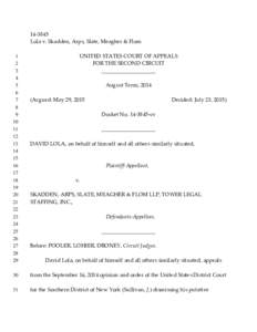 14‐3845 Lola v. Skadden, Arps, Slate, Meagher & Flom