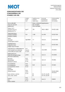 TUOTESPESIFIKAATIO PRODUKTDATA PRODUCT DATA SHEETKORKEASEOSETANOLI E85