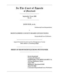 In The Court of Appeals of Maryland ____________________________ September Term, 2008 No. 61 ____________________________