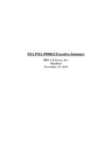 FDA PMA P090012 Executive Summary MELA Sciences, Inc. MelaFind November 18, 2010  FDA Executive Summary