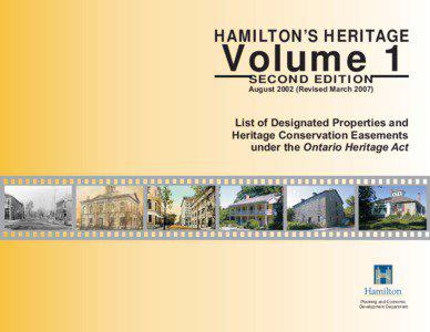 HAMILTON’S HERITAGE  Volume 1