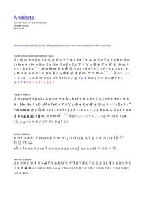 Analecta  Unicode Fonts for Ancient Scripts George Douros April 2018