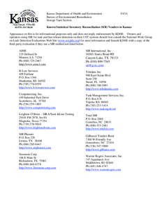 Kansas Department of Health and Environment Bureau of Environmental Remediation Storage Tank Section 03/14