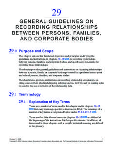 29  G e n e r al G u i d e li n e s o n R e co r d i n g R e latio n s h ip s B e t w e e n P e r s o n s , Fa m ili e s , a n d C o r po r at e B o d i e s