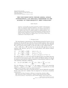 TRANSACTIONS OF THE AMERICAN MATHEMATICAL SOCIETY Volume 360, Number 7, July 2008, Pages 3921–3941 SArticle electronically published on January 11, 2008