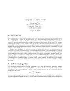 The Work of C´edric Villani Horng-Tzer Yau Department of Mathematics, Harvard University Cambridge MAAugust 10, 2010