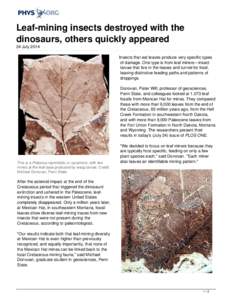 Leaf-mining insects destroyed with the dinosaurs, others quickly appeared