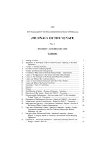 2008 THE PARLIAMENT OF THE COMMONWEALTH OF AUSTRALIA JOURNALS OF THE SENATE No. 1 TUESDAY, 12 FEBRUARY 2008