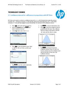 HP Prime Technology Corner 21  The Practice of Statistics for the AP Exam, 5e Section 10-1, P. 618