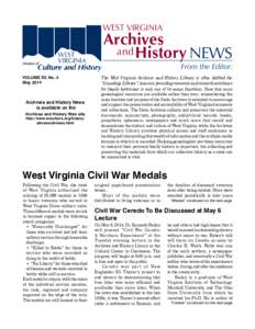 WEST VIRGINIA  Archives and History NEWS  From the Editor: