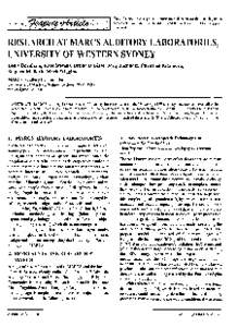 RESEARCH AT MARCS AUDITORY LABORATORIES, UNIVERSITY OF WESTERN SYDNEY Denis Bur nha m, Kale Stevens, Bru no DiBiase, J org Buchholz, Christine Kitamu r a, Step hen Malloch. Mark Wi ~ins ~1ARCS Auditory Lab orat ories, Un