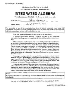 INTEGRATED ALGEBRA The University of the State of New York REGENTS HIGH SCHOOL EXAMINATION  INTEGRATED ALGEBRA