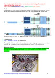 Tip: - Configuring the Märklin 7686 or the Fleischmann 6652 Analogue Turntable with TrainController Gold Version 7.0F8 Date: [removed]Created, Modified: [removed], Additions[removed]Link[removed]Hi All, This do