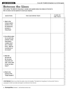 Make inferences  For use with “The Battle For Hong Kong” on p. 12 of the magazine Between the Lines