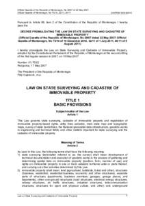 Law on State Surveying and Cadastre of Immovable Property