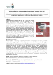 Master thesis in the “Measurement & Instrumentation” laboratoryDesign and construction of a multi-sensor magnetic torque measurement system at cryogenic temperature ; application to trapped-field superco