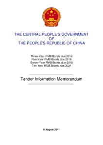 THE CENTRAL PEOPLE’S GOVERNMENT OF THE PEOPLE’S REPUBLIC OF CHINA Three-Year RMB Bonds due 2014 Five-Year RMB Bonds due 2016