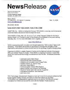 NewsRelease \.....J National Aeronautics and Space Administration