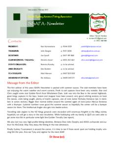 Issue: January / February[removed]South Sydney Amateur Fishing Association SSAFA - Newsletter
