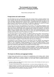 The increased role of foreign bank entry in emerging markets - BIS Papers No 23, part 1 May 2005