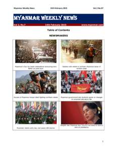 Myanmar Weekly News  14th February 2015 Vol.2 No.07