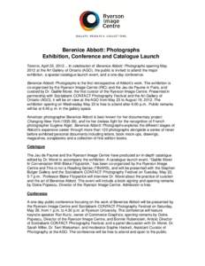 PATH / Ryerson University / Academia / Berenice Abbott / Alberta College of Art and Design / Abbott / The G. Raymond Chang School of Continuing Education / Higher education / Visual arts / Association of Commonwealth Universities / Coalition of Urban and Metropolitan Universities