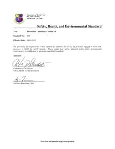 Department of the Air Force HQ AEDC (AFMC) Arnold AFB, TN[removed]Safety, Health, and Environmental Standard Title: