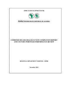AFRICAN DEVELOPMENT BANK  PEOPLE’S DEMOCRATIC REPUBLIC OF ALGERIA