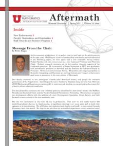 Aftermath  Biannual Newsletter | Spring 2015 | Volume 14, Issue 1 Inside New Endowments 2