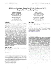 Efficient, Constant-Round and Actively Secure MPC:  Beyond the Three-Party Case