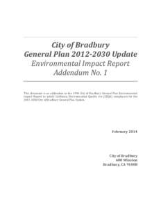   City of Bradbury General Plan[removed]Update Environmental Impact Report