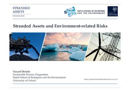 Stranded Assets and Environment-related Risks  Gerard Dericks Sustainable Finance Programme Smith School of Enterprise and the Environment University of Oxford