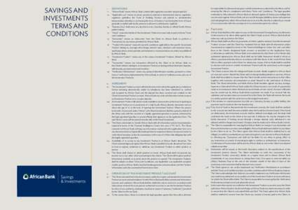 SAVINGS AND INVESTMENTS TERMS AND CONDITIONS  DEFINITIONS