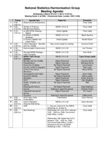 National Statistics Harmonisation Group Meeting Agenda: Wednesday 5 March 2014 at 11:00 to 13:30 hrs Meeting Room 3, at ONS, 1 Drummond Gate, London, SW1V 2QQ  1