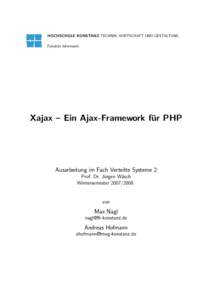 HOCHSCHULE KONSTANZ TECHNIK, WIRTSCHAFT UND GESTALTUNG Fakult¨at Informatik