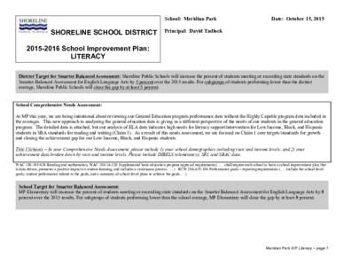 School: Meridian Park  SHORELINE SCHOOL DISTRICT Date: October 15, 2015
