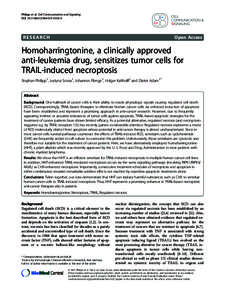 Homoharringtonine, a clinically approved anti-leukemia drug, sensitizes tumor cells for TRAIL-induced necroptosis