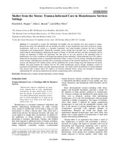 Traumatology / Trauma center / Major trauma / Homelessness / Posttraumatic stress disorder / Psychological trauma / Draft:Trauma-Informed Care / Adverse Childhood Experiences Study