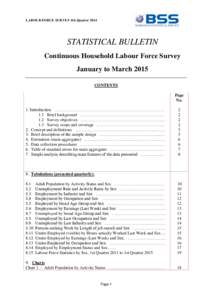 LABOUR FORCE SURVEY 4th QuarterSTATISTICAL BULLETIN Continuous Household Labour Force Survey January to March 2015 CONTENTS