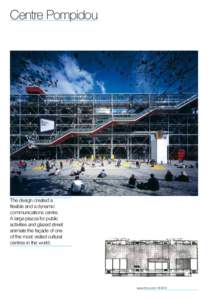 Centre Pompidou  The design created a flexible and a dynamic communications centre. A large piazza for public